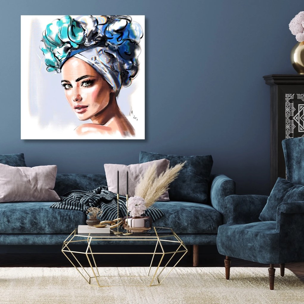 Gario Obraz na plátne Portrét krásnej ženy Modré oči - Irina Sadykova Rozmery: 30 x 30 cm