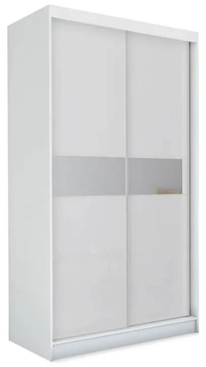 Skriňa s posuvnými dverami a zrkadlom ALEXA + Tichý dojazd, biela, 150x216x61