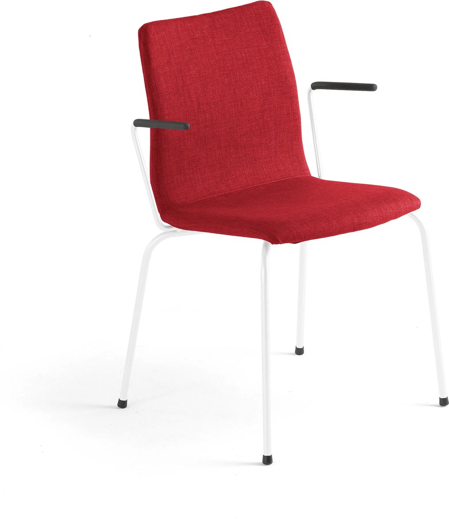 Konferenčná stolička Ottawa, s opierkami rúk, červená tkanina, biela