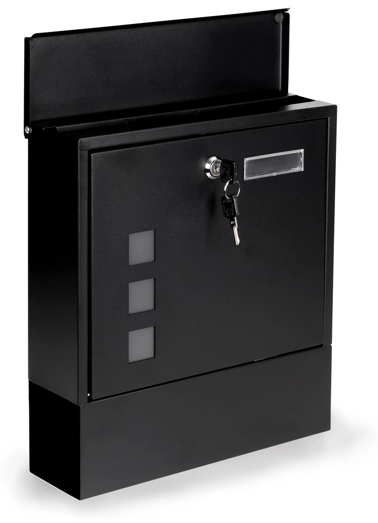 ModernHome Poštová schránka s držiakom na noviny - čierna
