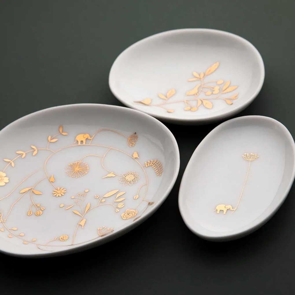 räder Porcelánové tácky na šperky Wonderland – set 3 ks