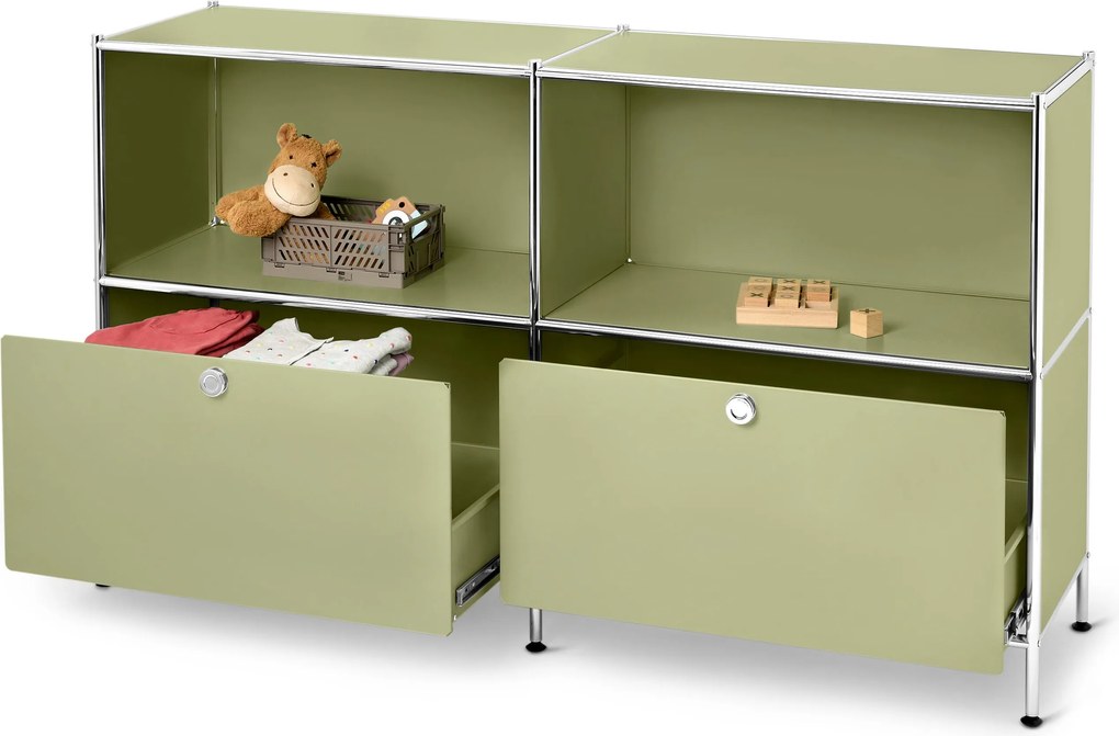 Kovová komoda »CN3 Kids« so 2 zásuvkami, pistáciová