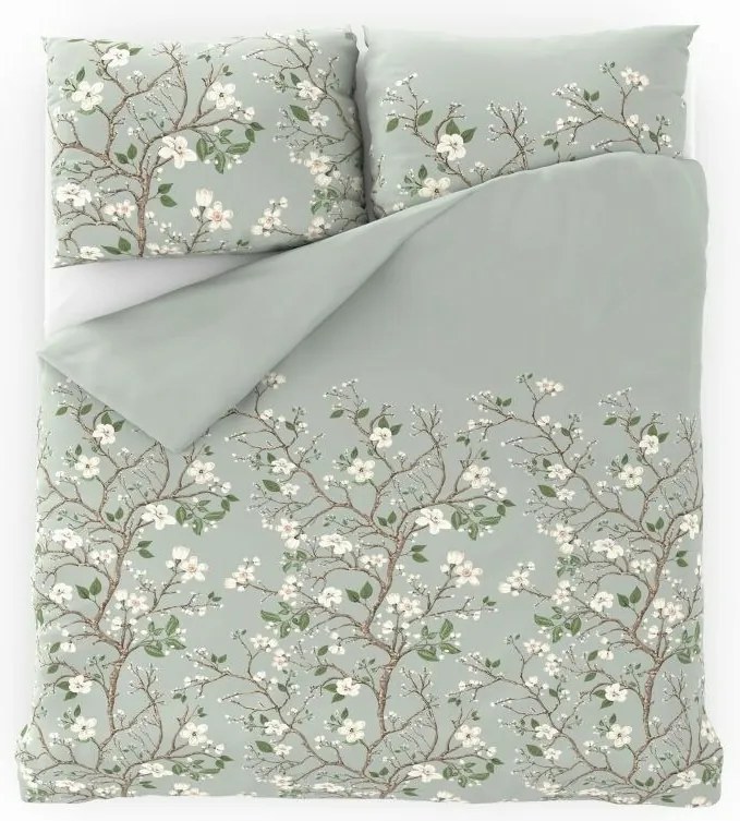 Kvalitex Saténové obliečky Jar zelená, 140 x 220 cm, 70 x 90 cm