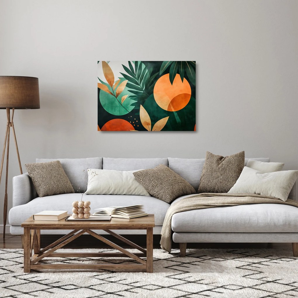 Sklenený obraz - Geometrické prírodné motívy (70x50 cm)