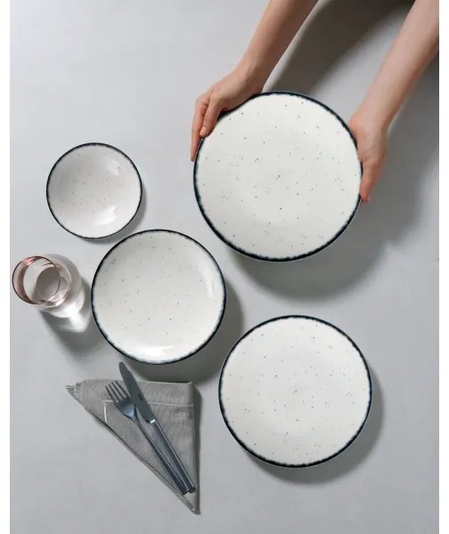 Jedálenská súprava 24 ks biela/čierna/porcelán