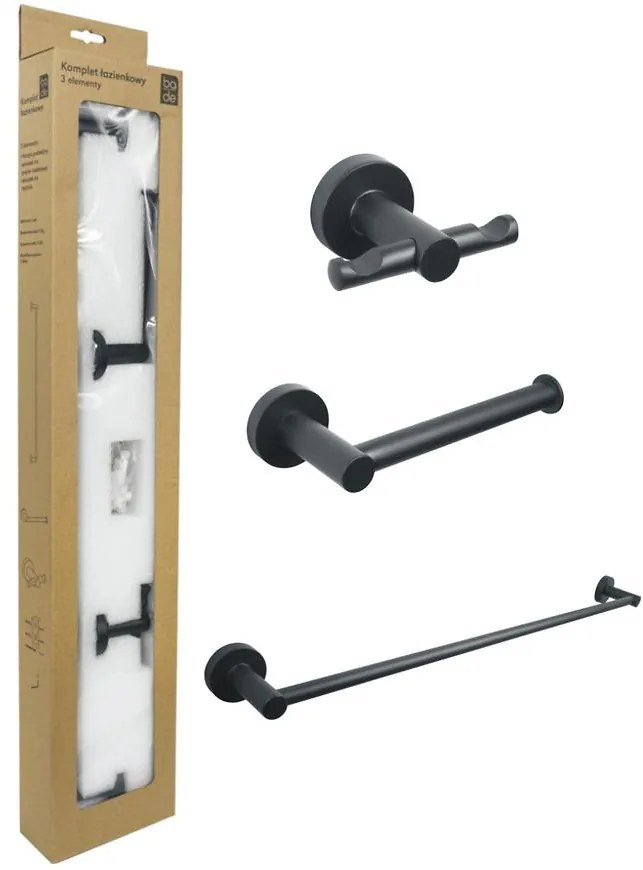3-prvková kúpeľňová sada čierna