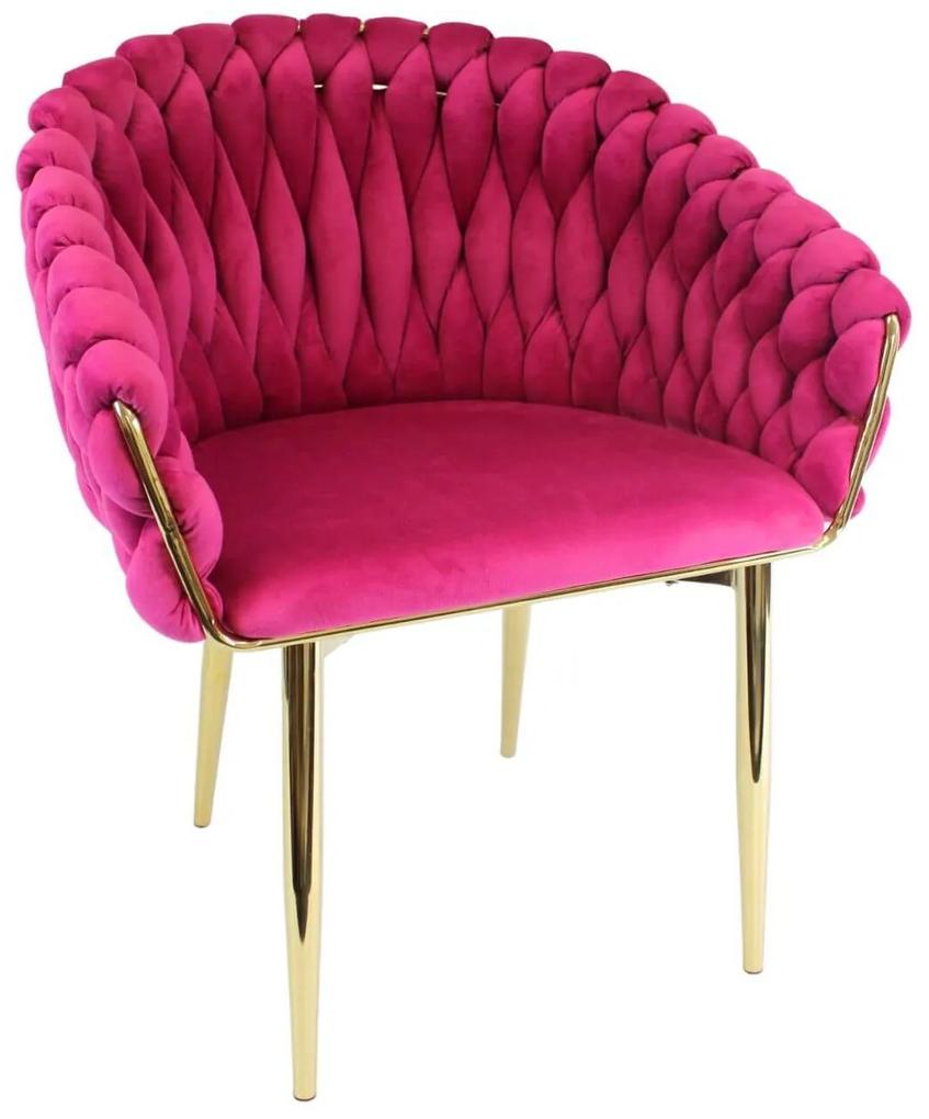 Ružové zamatové jedálenské stoličky LUX 4ks 83cm