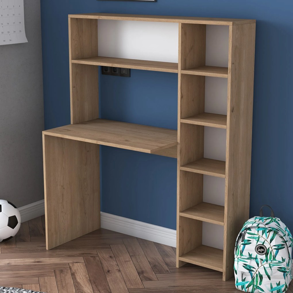 Psací stůl s regálem Hapos 113 cm dub přírodní