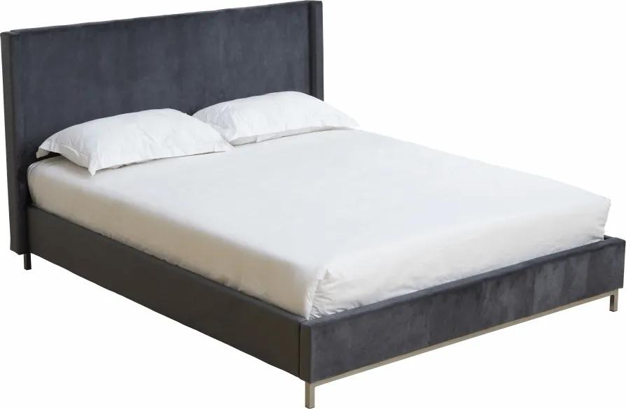 KONDELA Tagart čalúnená manželská posteľ s roštom sivá / strieborná