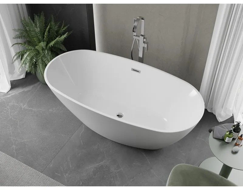Mexen Eris, voľne stojaca vaňa 180 x 80 cm, biela, chrómový prepad, 53441808000-01