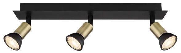 Globo 57998-3B - Bodové svietidlo DREW 3xGU10/35W/230V čierna/mosadz