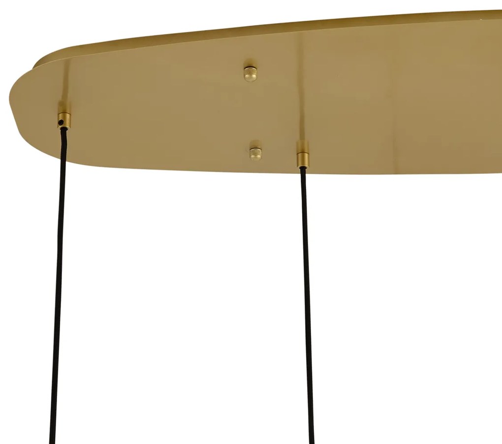 Hotelová elegantná závesná lampa mosadzná s jantárovým sklom 5-svetiel - Gus