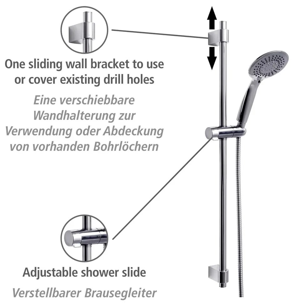 Sprchový set z nerezovej ocele v lesklej striebornej farbe 66 cm Young - Wenko