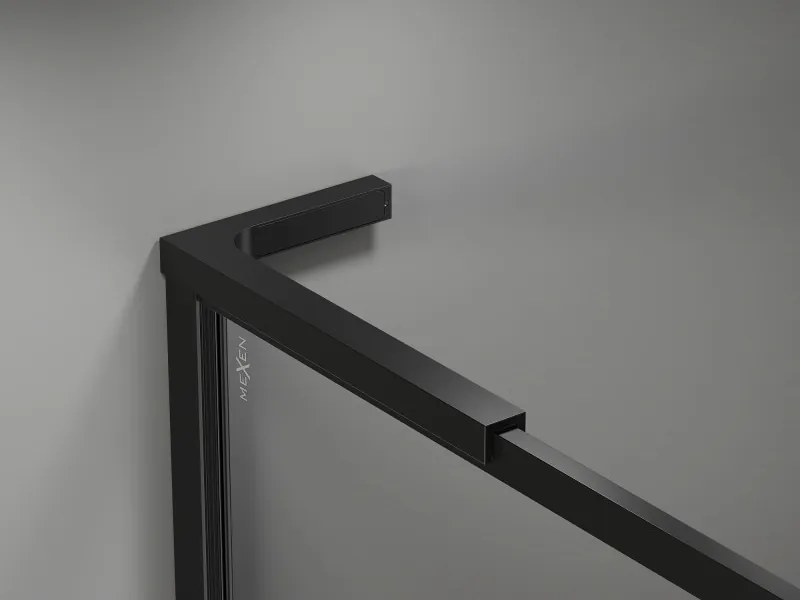 Mexen Kioto-F L, sprchová zástena s rámom 75 x 202 cm, 8 mm číre sklo, čierny profil, 800-075-174-70-00