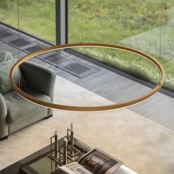 Ideal Lux - Závesný LED luster na lane ORACLE SLIM LED/37W/230V 3000K pr. 70 cm zlatý