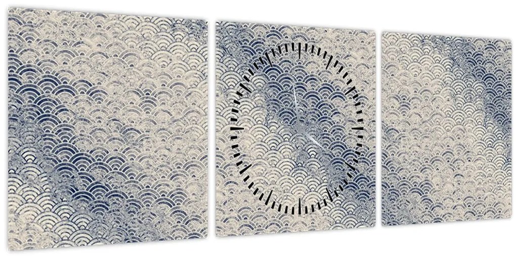 Obraz - Vzor vlniek (s hodinami) (90x30 cm)