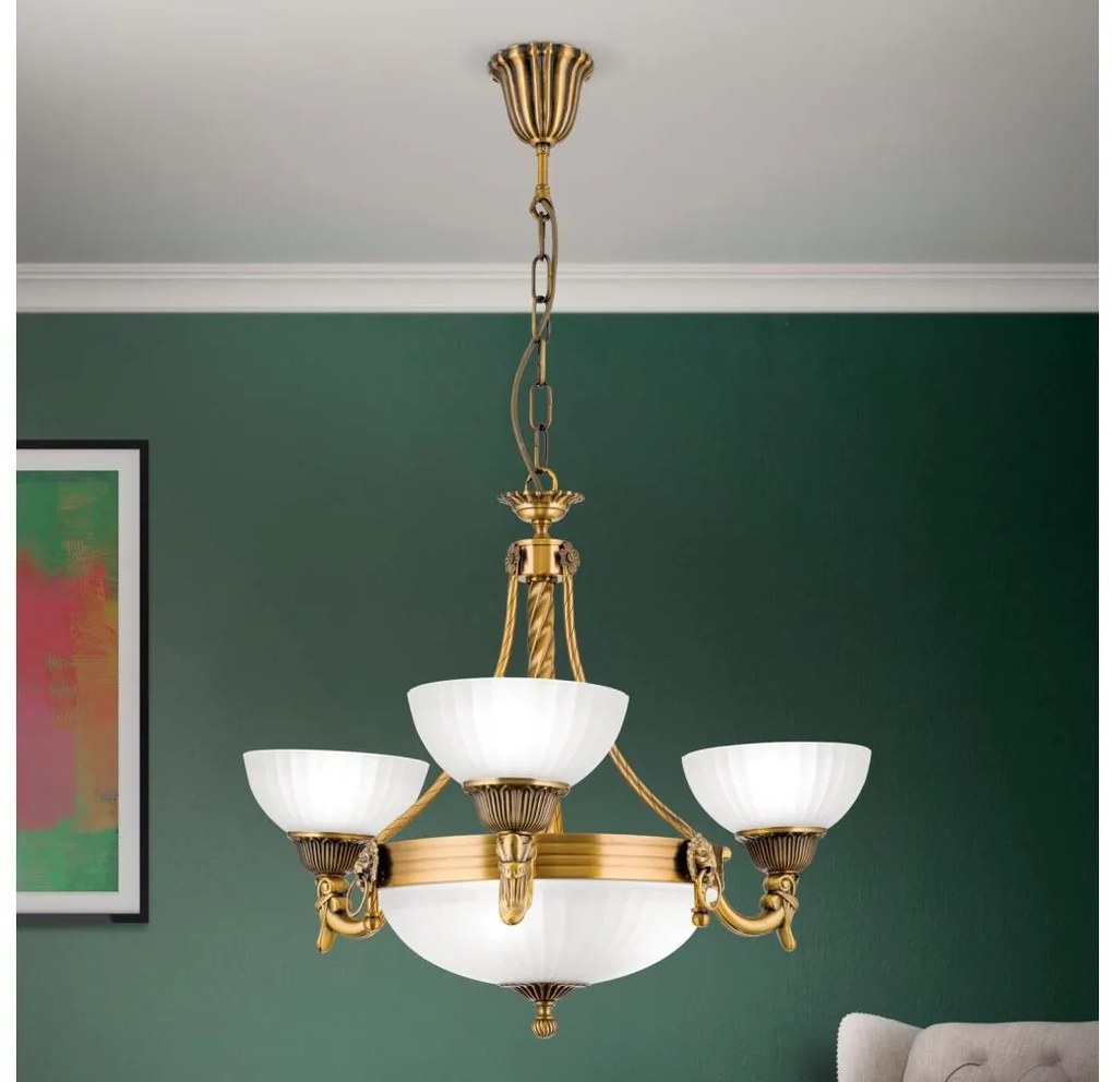 Orion LU 1689/3+3 - Luster na reťazi ROCCA 6xE27/60W/230V pr. 64 cm bronz/biela