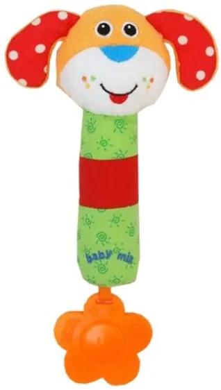 BABY MIX Detská pískacia plyšová hračka s hrkálkou Baby Mix psík
