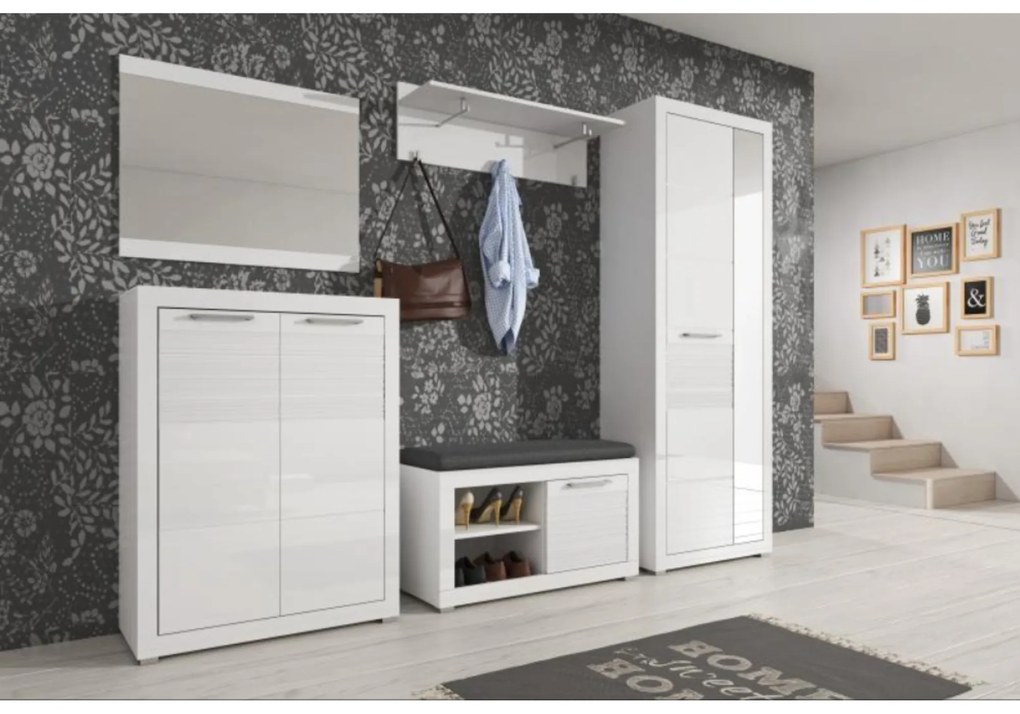 Sconto Predsieňová skriňa FELINO biela/vysoký lesk