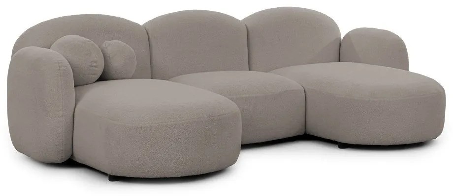 Sivá rohová pohovka z textílie buklé (do tvaru "U") Orbit – Ropez