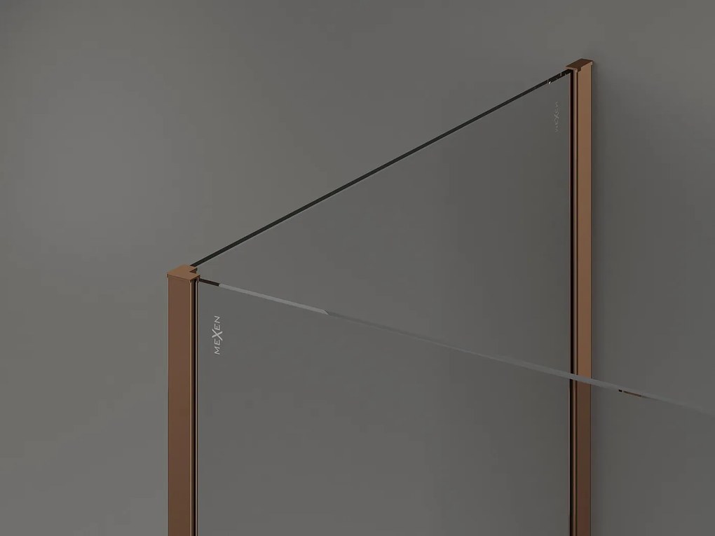 Mexen Kioto, sprchový kút typ Walk-in 140 x 90 cm, 8mm číre sklo-čierny vzor, profil ružové zlato, 800-140-212-60-70-090