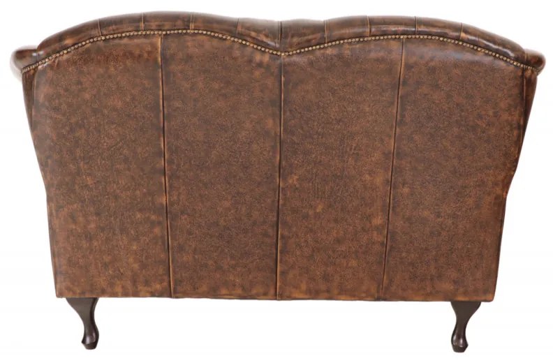 Pohovka dvojmiestna Chesterfield Crown z pravej hovädzej kože Whisky Whisky