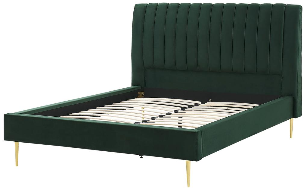 Zamatová posteľ 160 x 200 cm zelená MARVILLE Beliani