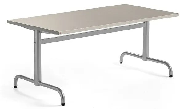Stôl PLURAL, 1400x700x600 mm, linoleum - šedá, strieborná