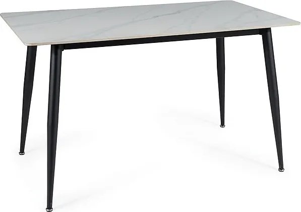 Jedálenský stôl Rion 130 cm keramika biely mramor/čierny