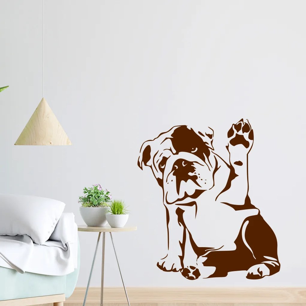 Veselá Stena Samolepka Buldog Farba: béžová, Veľkosť: 40 x 35 cm