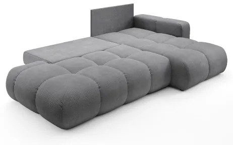 Rozkladacia rohová čalúnená sedacia súprava s úložným priestorom do tvaru L ALMADA pravá šedá