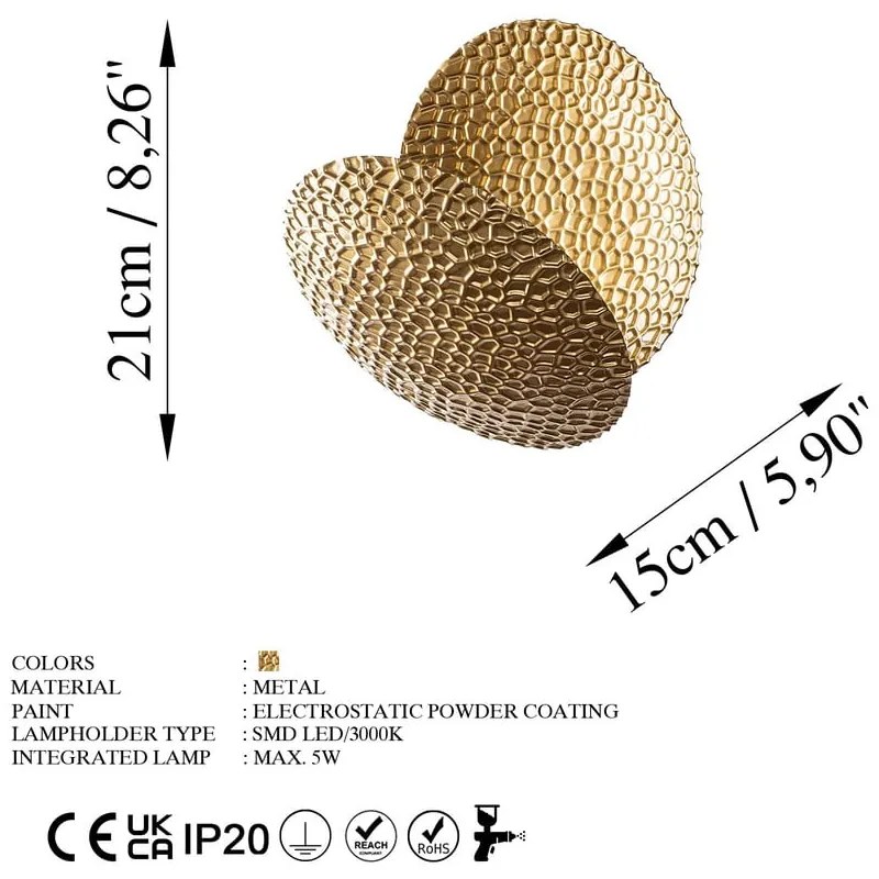 LED nástenné svietidlo v zlatej farbe ø 21 cm Yosma – Opviq lights