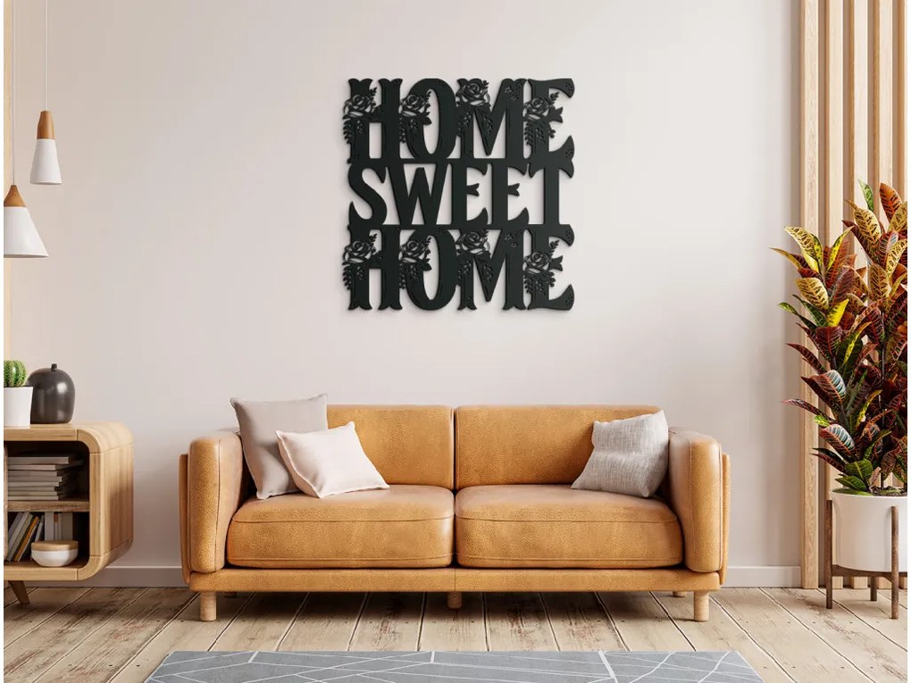 drevko Drevená nálepka na stenu Home Sweet Home Rozmer obrazu: 44,5 x 44,5 cm, Farba dekorácie: Čierna