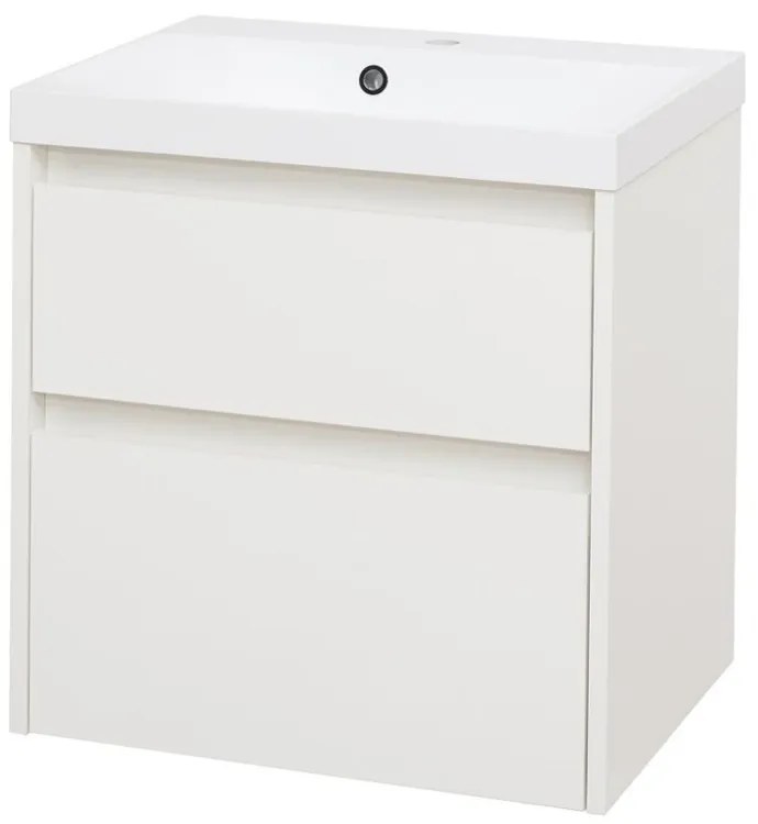 Mereo Mereo, Opto, kúpeľňová skrinka s umývadlom z liatého mramoru, 61 cm, biela, dub, biela/dub, čierna, MER-CN910M