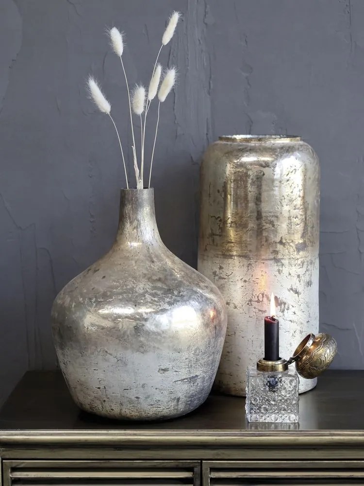 Zlatá antik ortuťová sklenená dekoračná váza Ioana - Ø 19*40 cm