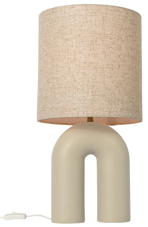 Dizajnová stolná lampa béžová s tienidlom z ľanu béžová - Lotti