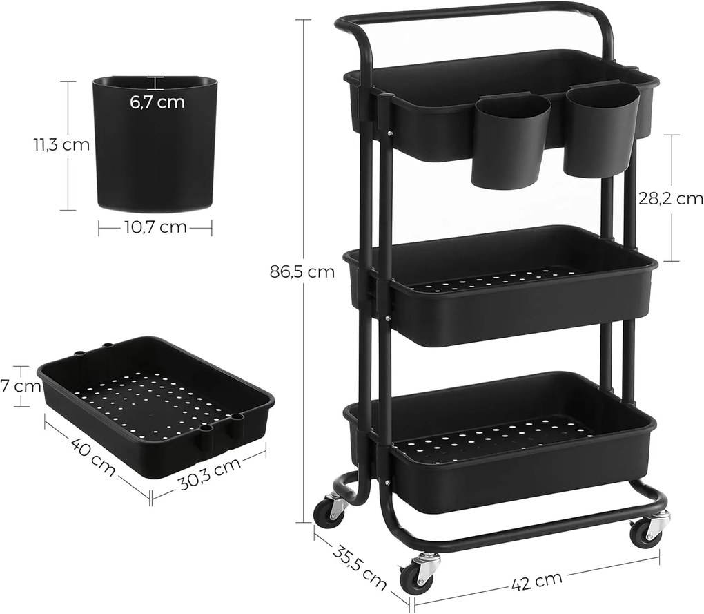 Pojazdný regál Flurry čierny