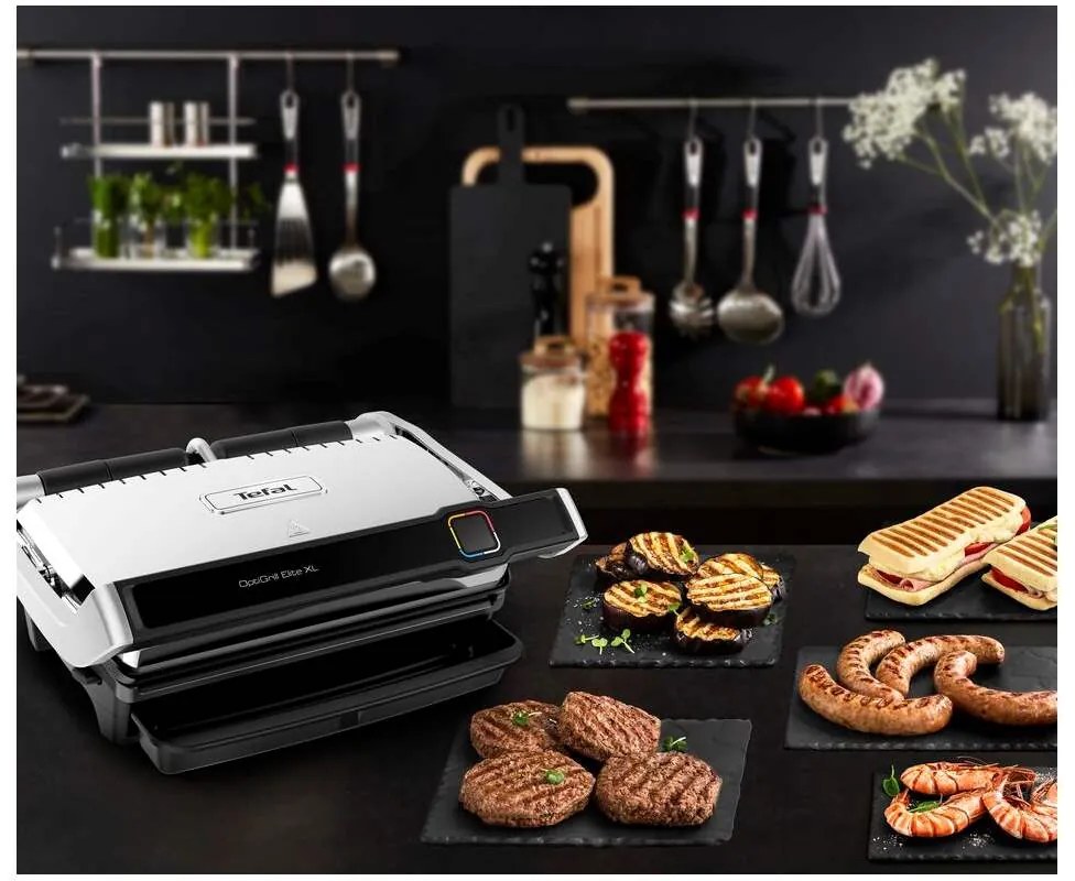 Elektrický gril Tefal OptiGrill Elite XL GC760D30 Nerezový/Čierny