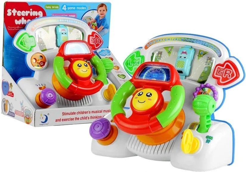 LEAN Toys Interaktívny vzdelávací volant – zvuky a svetlo