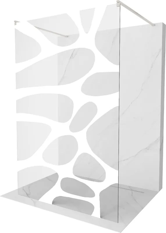 Mexen Kioto, sprchová zástena Walk-In 100 x 200 cm, 8mm číre sklo biely vzor, brúsená oceľ profil, 800-100-002-97-97