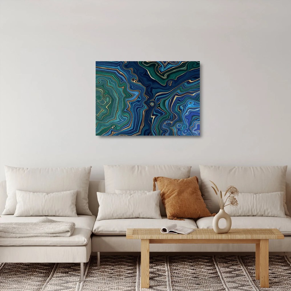 Sklenený obraz - Zeleno-modrý mramor (70x50 cm)