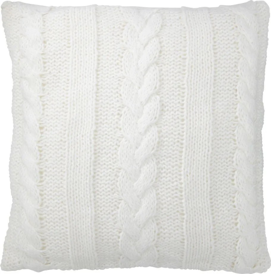 Biely pletený vankúš s výplňou Twist - 45*10*45cm