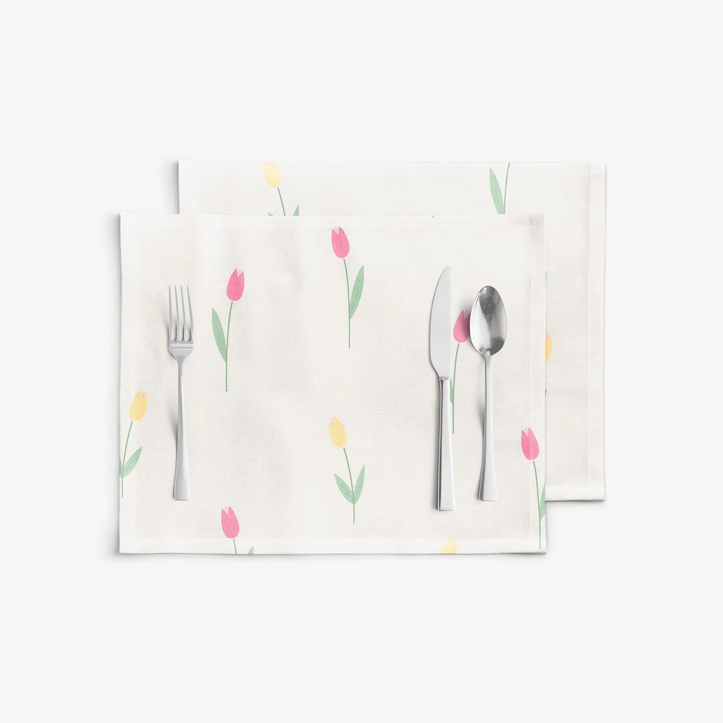 Goldea prestieranie na stôl 100% bavlnené plátno - tulipány - sada 2ks 30 x 40 cm