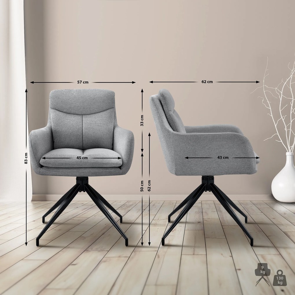 Jedálenská stolička Somers - látka - svetlo šedá