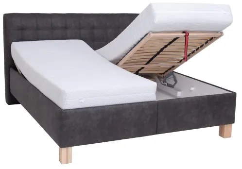 Čalúnená posteľ VIOLET 180x200 cm s úložným priestorom, bez matraca, tmavosivá