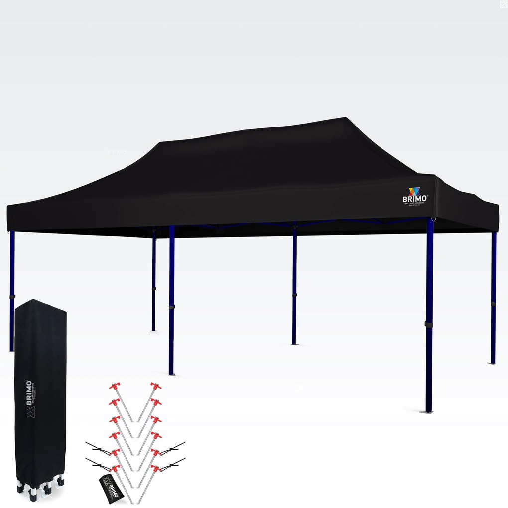 BRIMO Nožnicový párty stan EXCLUSIVE oceľ 3x6 m bez stien čierny