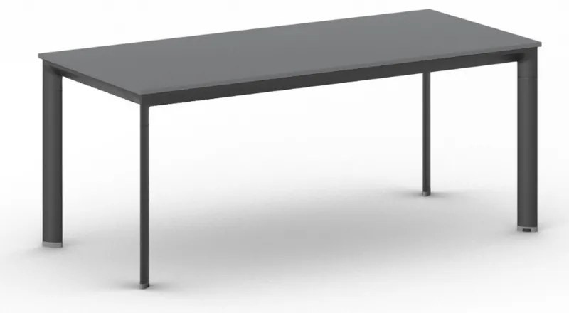 Rokovací kancelársky stôl PRIMO INVITATION, 180x80 cm, čierna podnož, grafit