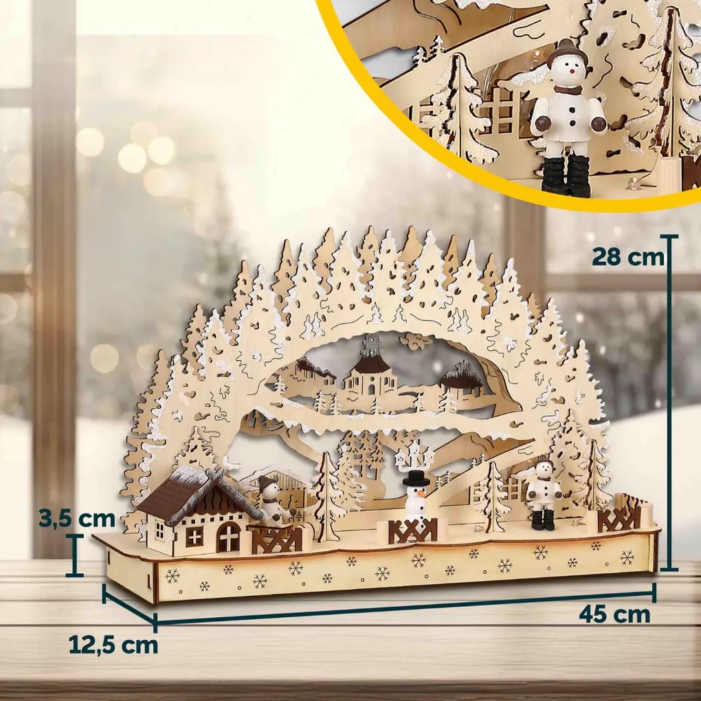 Monzana Vianočný LED oblúk CLEMENT, 45x12,5x28cm, prírodná hnedá
