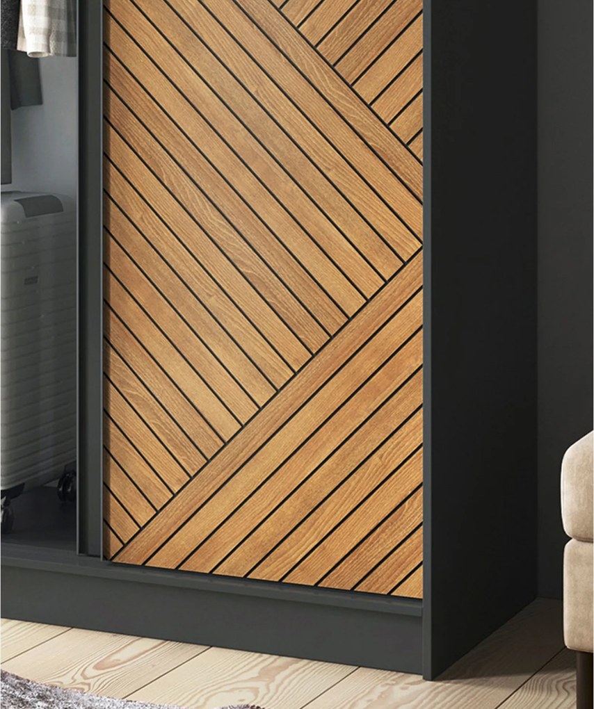 Šatní skříň Marrphy 120 cm dub Caramel/černá
