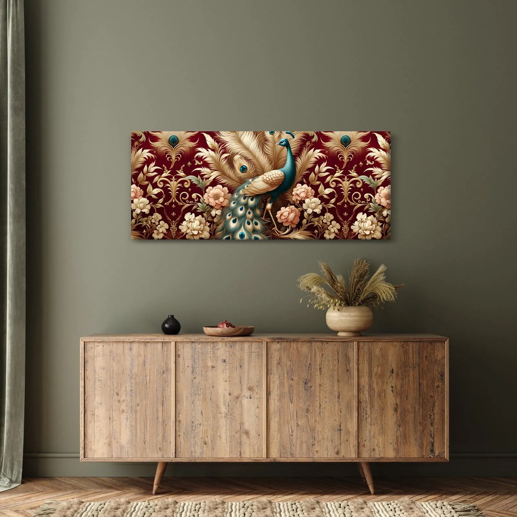 Obraz – Elegantný páv (120x50 cm)